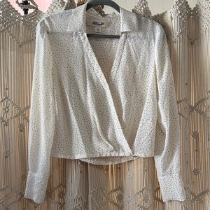 Diane von Furstenberg White Blouse with small black polka dots